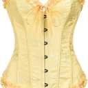 SZIVYSHI Corset Tops for Women, Bustier Shapewear Lingerie, Lace Waist Push Up Bodysuit (Medium, Yellow Iris)