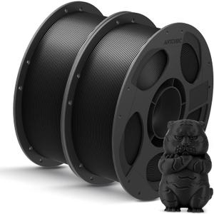 ANYCUBIC PLA Filament 1.75mm Bundle, 3D Printing PLA Filament 1.75mm Dimensional Accuracy +/- 0.02mm, 1KG Spool (2.2 lbs), 2KG Black+Black