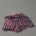 Kids Girls Shorts, Blue/Red, White Striped, Size 3-4Y