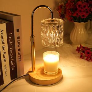 Candle Warmer Lamp with Timer and Dimmable, Electric Wax Melt Candle Warmers Height Adjustable with 2 Bulbs, Birthday Gifts for Women House Warming, Home Decor for Scented Jar Candles(Clear) (Transparent)