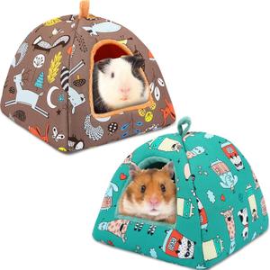 2 Pack Guinea Pig Bed, Guinea Pig Hideout Washable Small Animal House Cage Accessories for Dwarf Rabbits Chinchillas Hamsters Hedgehogs Ferrets Bearded Dragons and Rats 