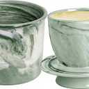 marble butter keeper, French Butter Keeper, Covered Butter Container with Marble Design, Kitchen and Home Decor (green)