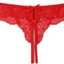 Avidlove Lace Thongs for Women Sexy Panties with Cute Bow Cheeky Briefs Criss Cross String Hipster Underwear 1 Pack M