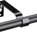 Black Curtain Rods for Windows 28 to 48 Inch, 5/8 Inch Small Decorative Matte Black Curtain Rod Set with Brackets, Splicing Adjustable Curtain Rods