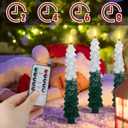 Funtery 6 Pcs LED Christmas Tree Flameless Taper Candles Real Wax Battery Operated Candlestick Lights with 3D Flame and Remote Timer Window Fireplace(Snow-Topped,Christmas Tree)