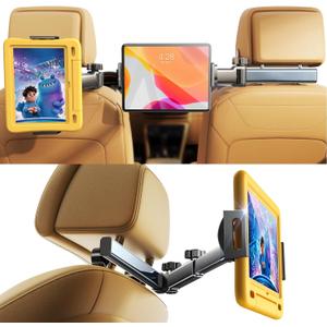 LISEN for iPad Holder Car Road Trip Travel Essentials Activities for Toddler Kids Gifts, Car Accessories for Women Interior Men Truck 3in1 Tablet Holder Back Seat Car Camping Headrest Organizer (4.7-11" Device)