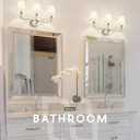 Bathroom Light Fixtures, Brushed Nickel Vanity Lights with Flared White Fabric Shade, 3 Light Wall Sconce, Modern Sconces Wall Lighting for Hallway Bedroom, VL837-BN-3