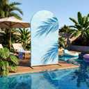 SmoothNovelty 7.2ft Wedding Arch Backdrop Cover Tropical Palm Leaves Double Sided Spandex Arch Cover Birthday Party Ceremony Banquet Decoration, Reusable for Balloon Arches
