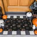 Halloween Door Mat, Halloween Pumpkin Doormat Outdoor Front Door Entrance Absorbent Entry Mat with Non Slip Backing, 17''x30'', Pumpkins Black