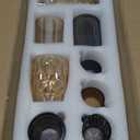 Amber Bathroom Accessories Set, 5Pcs Brown Glass Bathroom Accessories, Hand Soap Dispenser, Soap Dish, Toothbrush Holder Set, Qtips Holder for Vanity Bathroom Decor, Gift Set
