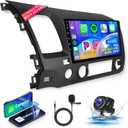 Car Stereo for Honda Civic 2006-2011 Wireless Carplay Android Auto,8Core 2+64G 9 1280X720P IPS Touch Screen Radio,Android/GPS/WiFi/32EQ /59UI/Bluetooth5.0/SWC/Backup Camera Car Radio