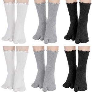 Bencailor 6 Pairs Tabi Socks Women Split Toe Flip Flop Frilly Socks Cotton Japanese Sandal Slipper for Men Women Unisex (8-11, Cute Colors)