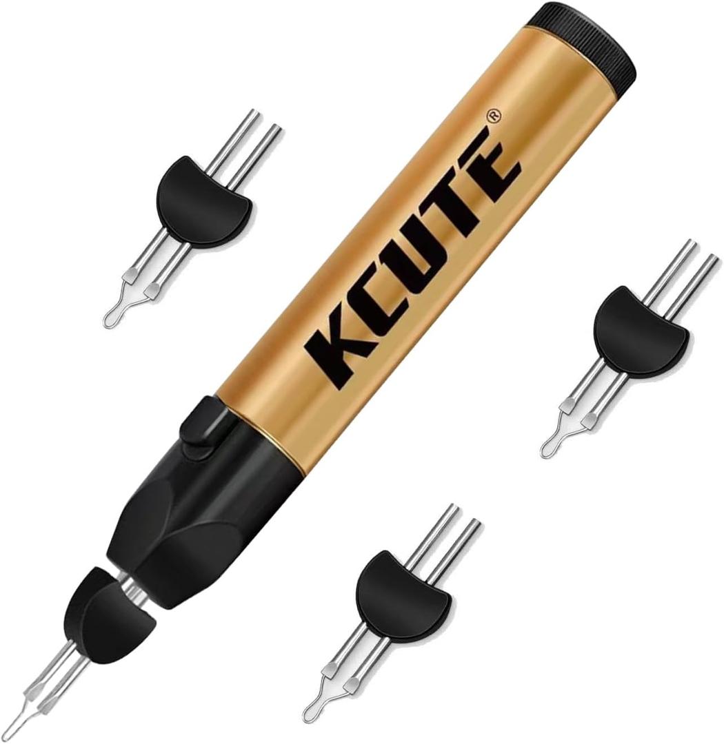 Chispee Thread Burner with 3 Pcs Replacement Tips for Finishing Bead Weaving, Fast Melting Wax, Leather Heat Transfer, and Stringing Projects (Gold)