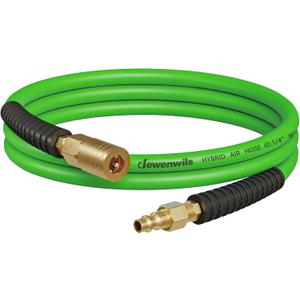 DEWENWILS 1/4 Inch x 6FT Hybrid Air Hose 300 PSI, Heavy Duty Air Compressor Hose with 1/4" Industrial Quick Coupler Fittings, Flexible and Kink Resistant Air Hose (Green)