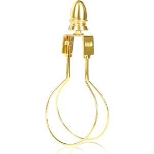 Lamp Shade Harp Holder Adapter kit - Clip on Lampshade Light Bulb With Shade Attaching Finials Support Fitter Parts Converter(1 Pack, Polished Brass)