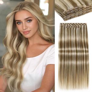 LADY MIRANDA 20 Inch Micro Beads Hair Extensions 100g 8PCS Double Weft Human Hair Extensions Reusable Seamless Weft & Handmade Wefts for Effortless Volume(9A/60, 20 Inch)