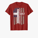 Faith Family Freedom - Patriotic Christian Vintage USA Flag T-Shirt, XL