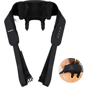 FSA HSA Eligible Neck Massager with Heat, Cordless Neck Massager for Pain Relief Deep Tissue, Shiatsu Back Shoulder and Neck Massager for Cervical Leg (Black)