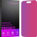 Compatible for iPhone 15/iPhone 16 Privacy Screen Protector Tempered Glass 6.1 Inch, Pink Gradient Anti Spy Anti Blue Light HD Easy Installation