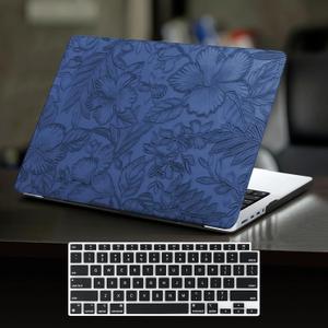 DTangLsm Compatible with MacBook Neo 13 inch Case 2026 Model A3404 with A18 Pro Chip, Elegant Textured Retro PU Leather Hard Shell Cover for MacBook Neo Case + Keyboard Cover, Has Logo Cutout, Blue