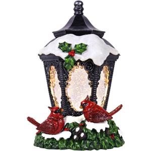 Christmas Snow Globe Lantern Cardinals Water Glittering Globe with 6H Timer Function Christmas Snow Globes 3 AA Battery Operated for Christmas Festival Decorations Gifts (Cardinals)