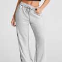 Herseas High Waisted Sweatpants for Women 2025 Fall Wide Leg Contrast Stitching Drawstring Loose Lounge Jogging Pants (S)
