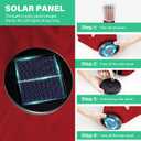 JEAREY 3 Tiers Patio Umbrella with Solar Lights 9ft Outdoor Market Table Umbrellas with Push Button Tilt for Outside Pool Garden, Red