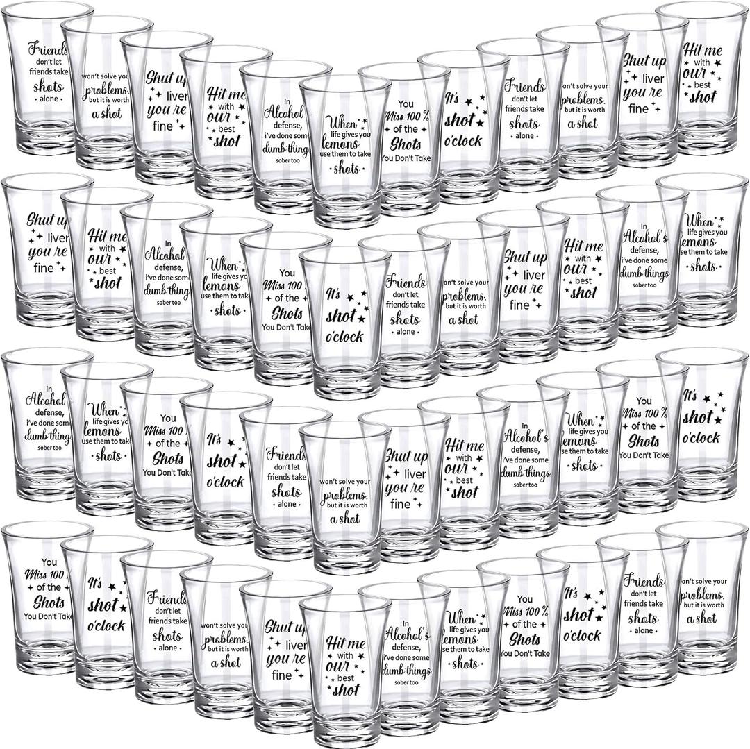 Kigeli 48 Pcs Funny Shot Glasses for Adult Acrylic Party Shot Glasses 1.2 Ounce Mini Cup Party Favors Guests Mini Cup Bulk for Guests Adult Birthday Drinking Gifts Supplies