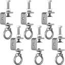 6 Pcs 1" 25mm C-Clamps, Stainless Steel Beam Clamp with M8 Stainless Steel Screw Ring, I-Beam Design U-clamps Universal Desk Clamp for Metal Mounting Welding Building Household