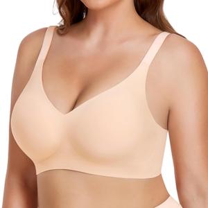 Gailife Smooth Wireless Bras for Women No Underwire Comfort Seamless Supportive Bra Raceback Push Up Bralettes Full Coverage (Large, Nude)