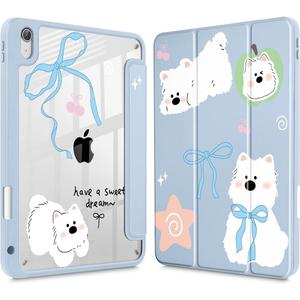 May Chen for iPad (A16) 11th Generation Case 11 Inch 2025, iPad 10th Gen Case 2022 10.9 inch, Built-in Pencil Holder with Shockproof Cover Clear Transparent Back Shell Auto Wake/Sleep, Cute Puppy