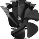 VODA Wood Stove Fan 5 Blades Newly designed Small Heat Powered Fans Fireplace Fans for Wood/Log Burner/Fireplace(Black)