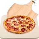 HANS GRILL PIZZA STONE | Rectangular Pizza Stone For Oven Baking & BBQ Grilling With Free Wooden Peel | Extra Large 15 x 12" Inch Durable Cordierite Cooking Stone.