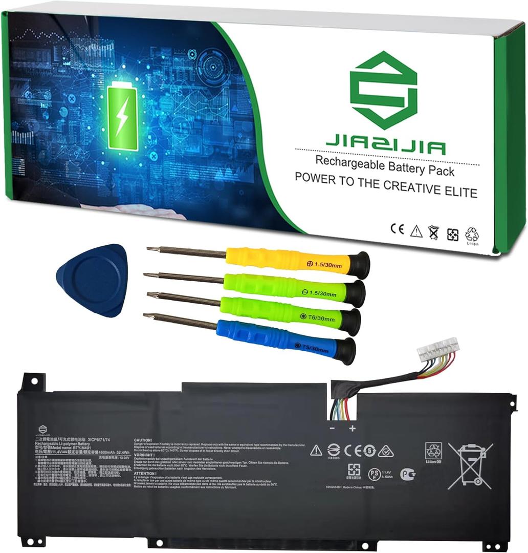 BTY-M491 52.4Wh Laptop Battery Replacement for MSI Prestige 14 A11SB Series Notebook White Connector 11.4V 4600mAh