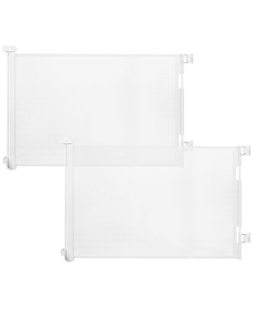 (2 Pack) Retractable Baby Gate for Doorways and Stairs, Mesh Safety Gate for Pet, Indoor & Outdoor Use, One-Hand Operation, Easy Installation, 33.6" Tall, Expands to 55" Wide White,33.6"x55"