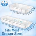 3-Pack Expandable Drawer Organizer for Deep Drawers, Adjustable 1727 in Storage Tray, Durable PP Smooth Glide Divider for Kitchen, Vanity & Office, Space-Saving Design