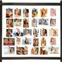 Picture Frames Collage,Photo Display Board With Clips,Hanging Picture Wall Decor for Dorm Graduation Letter Postcard Greeting Card Organizer Holder,Pine Wood,Adjustable Metal Bead String,Large (1 Pack, Black Walnut)