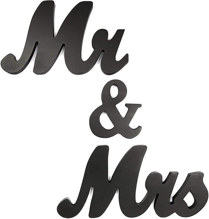 Mr and Mrs Sign & Just Married Banner, Large Mr and Mrs Table Sign Wooden Letters for Wedding Decorations for Engagement Anniversary Wedding Photo Prop Decoration