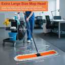 48" Commercial Dust Mops for Floor Cleaning, Heavy Duty Floor Duster Mop with 60" Long Handle, Industrial Wet Dry Sweeper Mops with 2 Reusable Mop Pads for Janitor Indoor Warehouse Gym Hotel