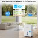 Gasbye 4500 Sq. Ft. Energy Star Dehumidifier for Basement with Drain Hose, Max 115 Pints/Day Dehumidifier for Large Room, Powerful Humidity Control, Easy Drainage, Auto-restart, White