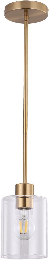 Brass Pendant Lights, Modern Farmhouse Pendant Light, Gold Light Fixture Kitchen Pendant Mini Hanging Light for Sink Island, Adjustable Height, Home Dcor Lighting (Brass 1 Pack stem Rod)