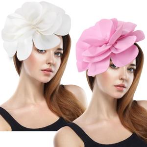 White,Pink 2 Pcs Flower Fascinator Hats for Women, White Tea Party Hats, 1920s 50s Wedding Cocktail Floral Headbands with Clip, 2026 Vintage Rose Fascinator Headpiece (Purple)