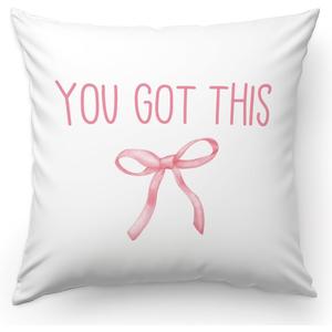 KongMoTree Pink Coquette Bow Christian Pillows Covers, Christian Gifts for Women, Inspirational Bible Verse Pillow Covers, Flannel Pillow Cases Decor for Couch Bedroom Prayer Room - You Got This