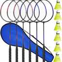 KH Badminton Rackets Set of 2 4 6 for Adults Kids,Beach Lawn Backyard Game Outdoor Sports,Racquets,Shuttlecocks & Carry Bag Included (Black,Red,Blue(6 Player))