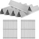 Stainless steel 2 Packs Grill Grates with 5 Packs Flavorizer Bars for Weber Spirit E310 E320 E330 S310 S320,Heat Deflector Cooking Grids Replacement Parts For Weber Spirit 300 and Spirit II 300 Series