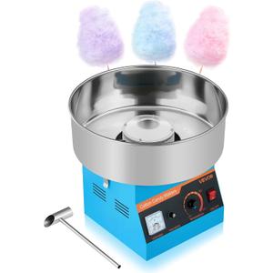 VEVOR Cotton Candy Machine Commercial, 1000W Electric Candy Floss Maker, Easy Use with 15 inch Stainless Steel Bowl and Sugar Scoop, Makes Hard Candy for Home Kids Birthday, Family Party, Blue
