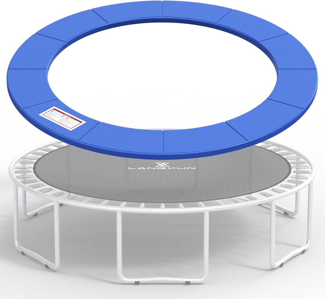 LANGXUN Universal Trampoline Repalcement Safety Pad, 8ft 10ft 12ft 14ft 15ft 16ft Waterproof Surround Spring Foam Cover for Round Frame (Blue)