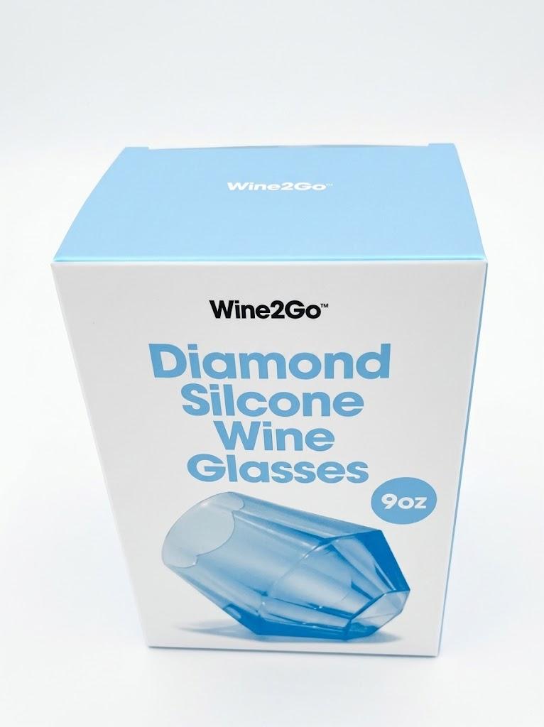 2 x Wine2Go Diamond Silicone Glasses 9oz