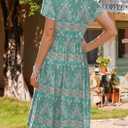HOTOUCH Women's Summer A-Line Midi Dresses 2026 Casual Floral Short Sleeve T-Shirt Dress Flowy Beach Sundress with Pockets (XXL)