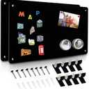 2Pack Black Magnetic Board,17.5" x 11.4" Magnet Bulletin Board to Display Magnetic Notes, Poetry, Photos, Suitable for Wall, Refrigerator, Cabinet etc, Come with 8 Pcs Dual Lock Tape and Screws
